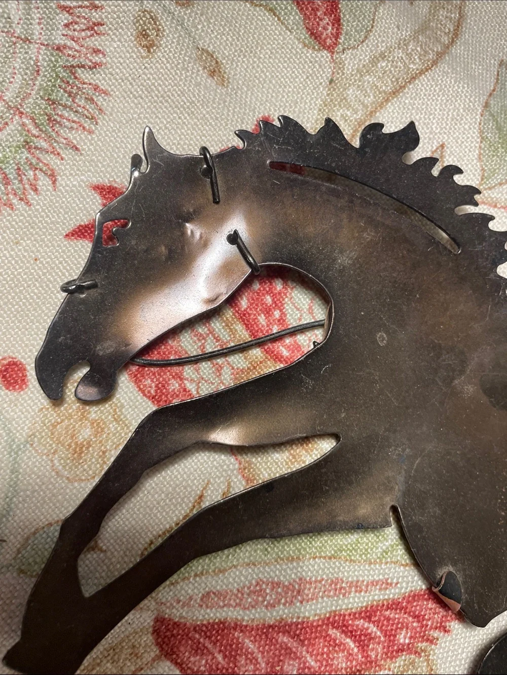 Cowboy on Bucking Horse Wall Art Brass and Dark Brown Western MCM Decor